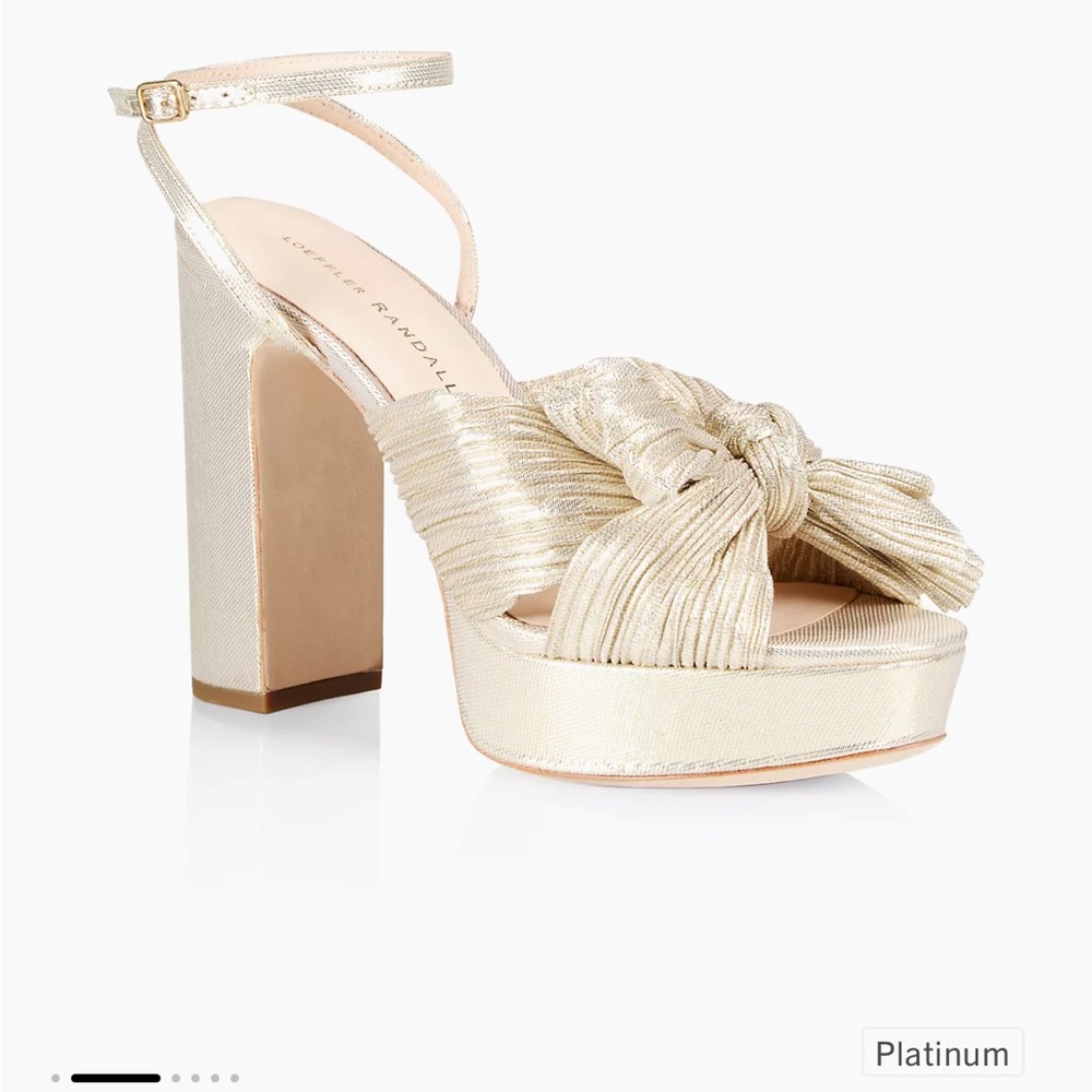 Loeffler Randall Natalia Pleated platform sandals in Platinum